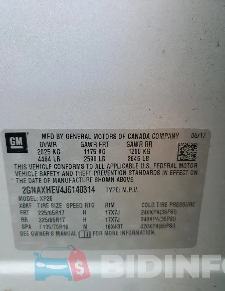 2GNAXHEV4J6140314 Photo# 13