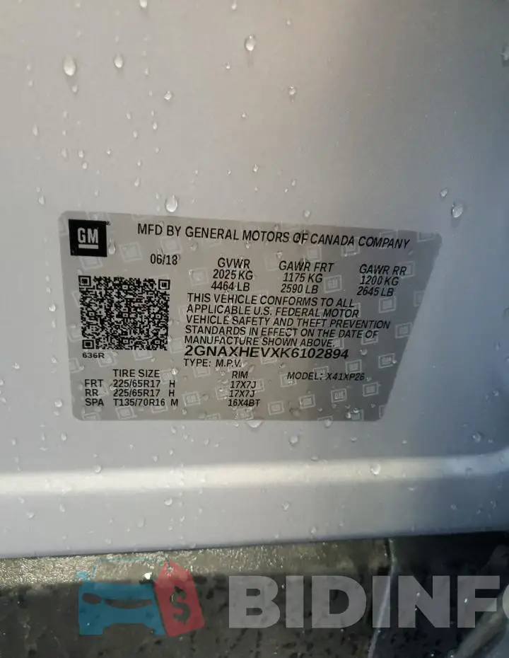 2GNAXHEVXK6102894 Photo# 13