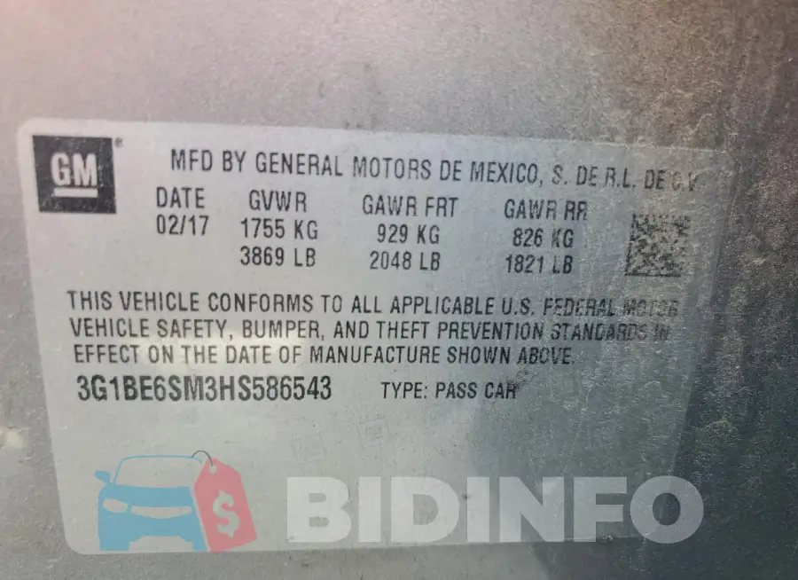 3G1BE6SM3HS586543 Photo# 13
