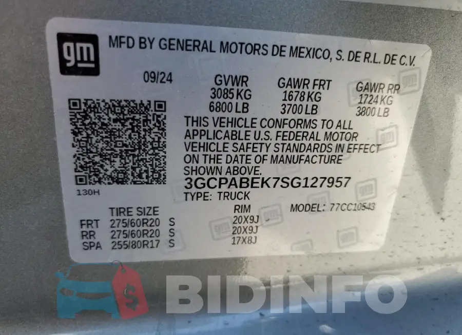 3GCPABEK7SG127957 Photo# 12