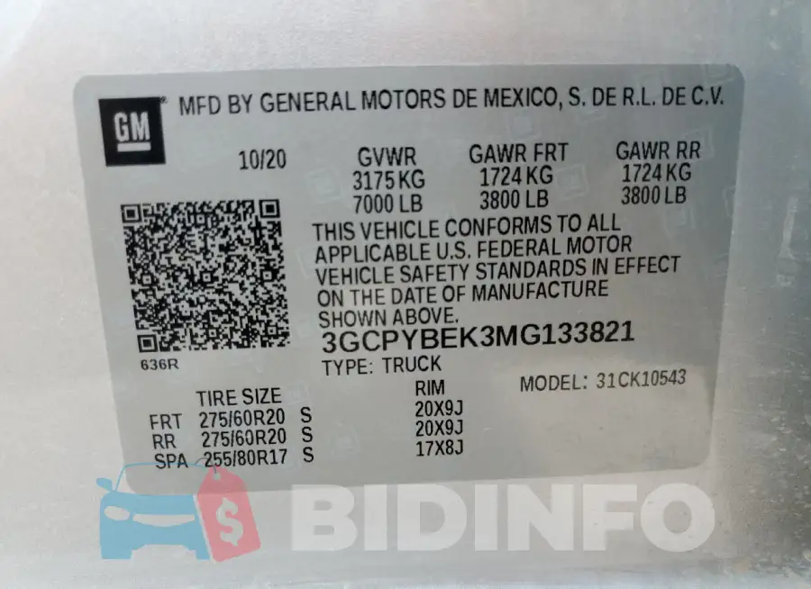 3GCPYBEK3MG133821 Photo# 13