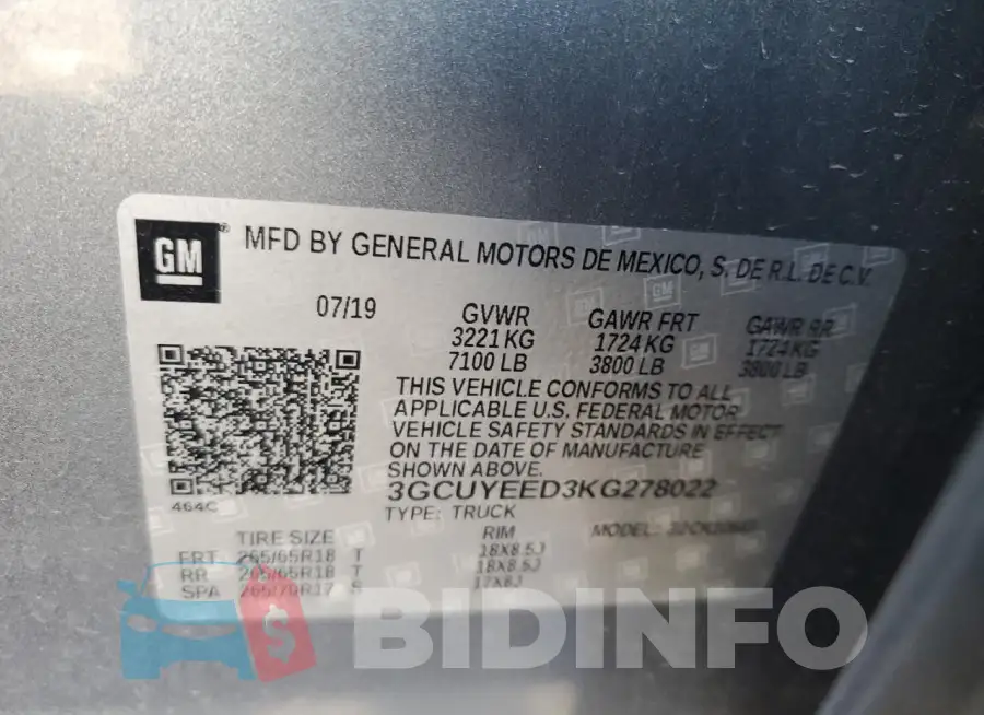 3GCUYEED3KG278022 Photo# 13