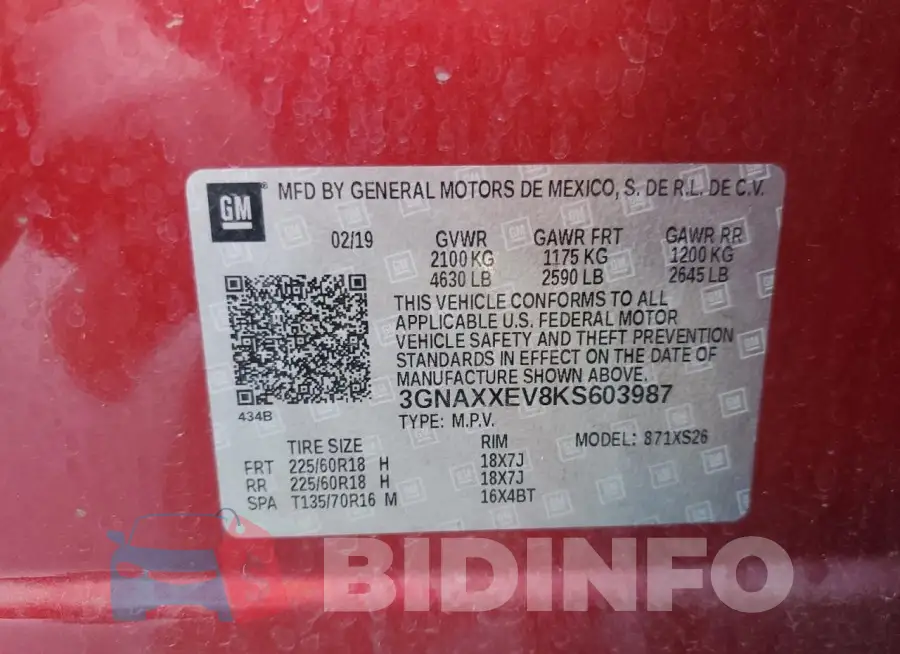 3GNAXXEV8KS603987 Photo# 13