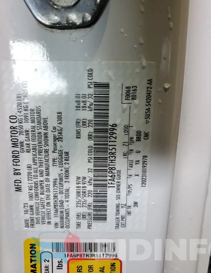 1FA6P8TH3R5112996 Photo# 13