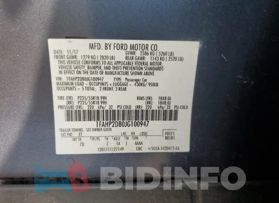 1FAHP2D80JG100947 Photo# 12