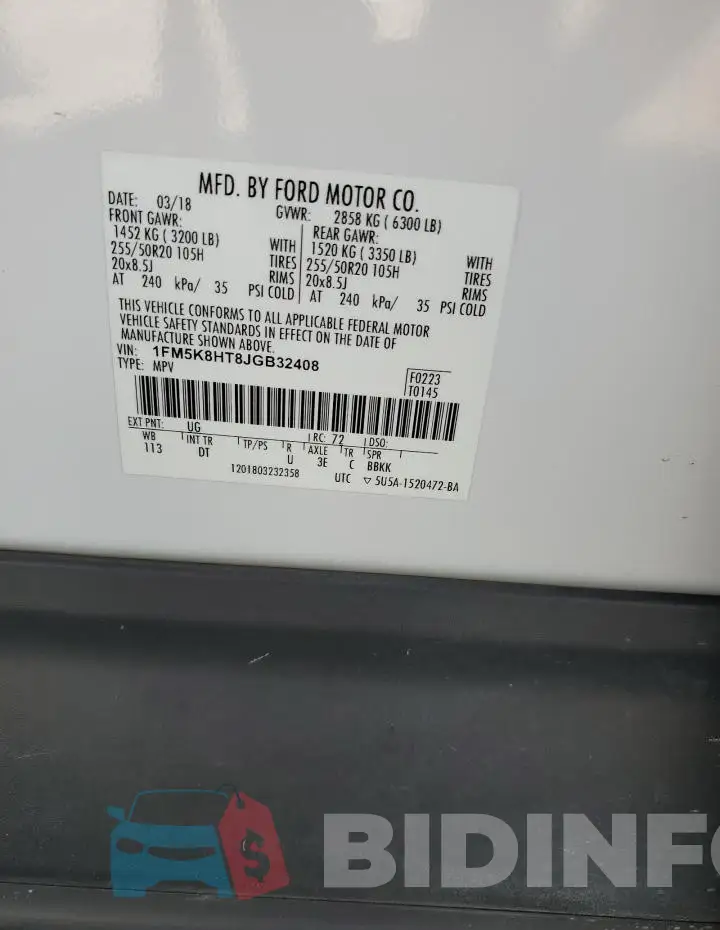 1FM5K8HT8JGB32408 Photo# 13