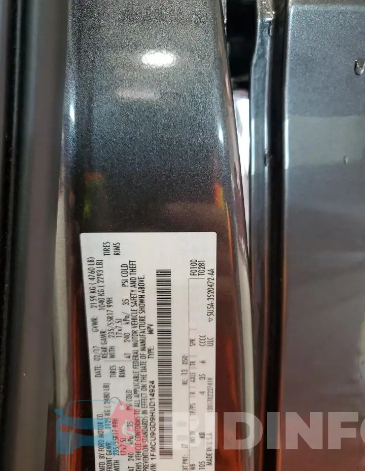 1FMCU9GD9HUD14924 Photo# 12