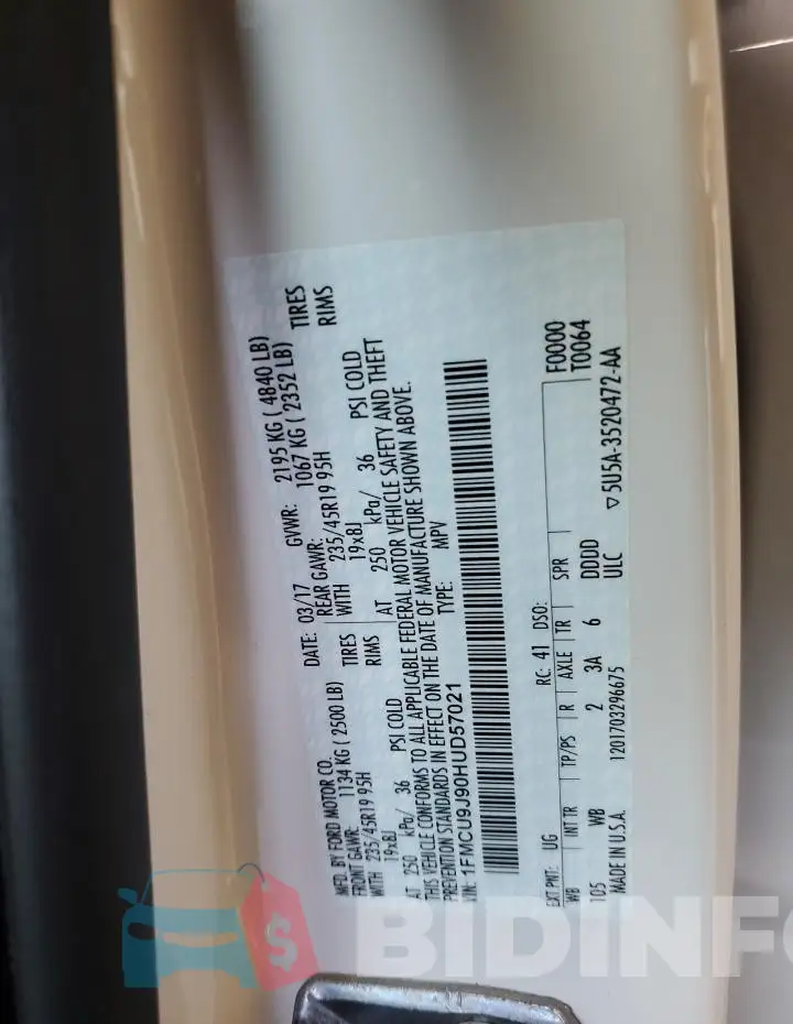 1FMCU9J90HUD57021 Photo# 13