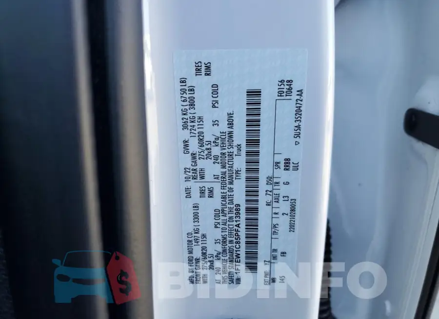 1FTEW1C85PFA13989 Photo# 13