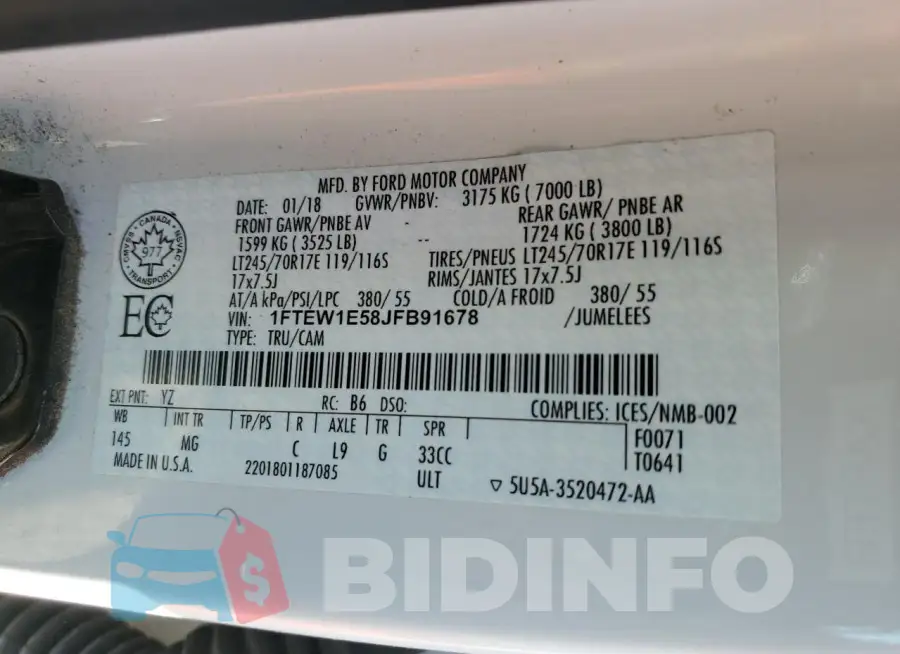 1FTEW1E58JFB91678 Photo# 12