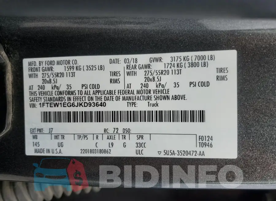 1FTEW1EG6JKD93640 Photo# 13