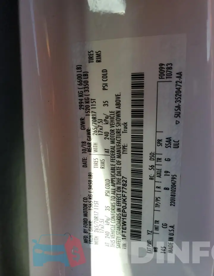 1FTEW1EP0JKF77827 Photo# 12