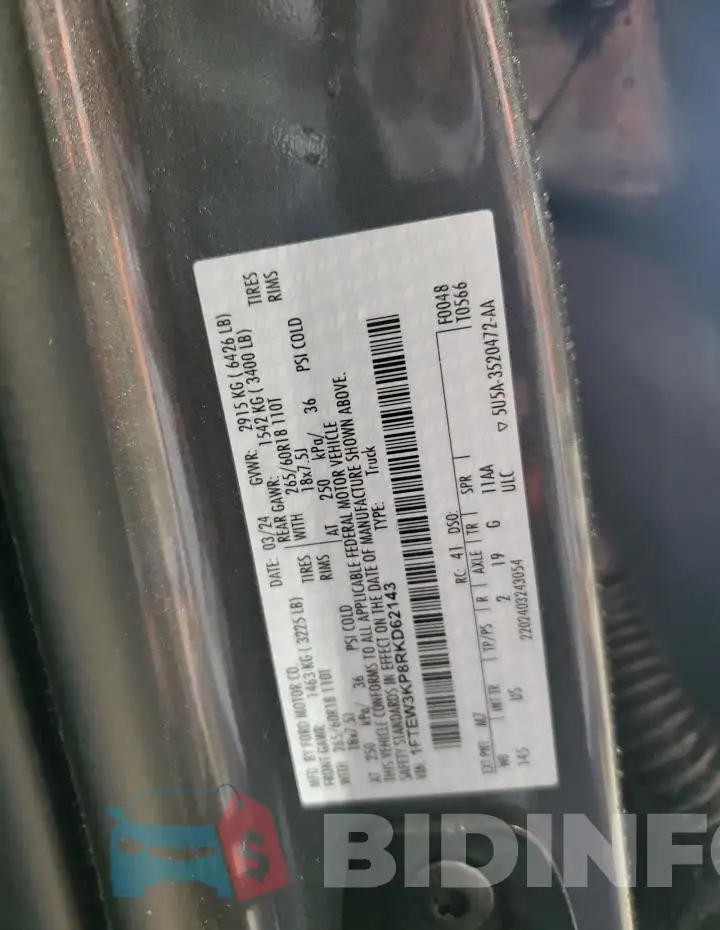 1FTEW3KP8RKD62143 Photo# 12