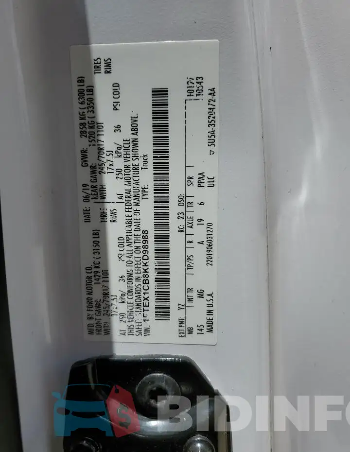 1FTEX1CB8KKD98988 Photo# 12