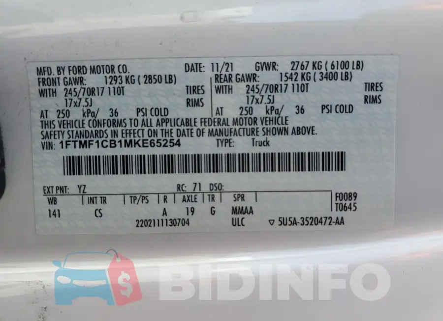 1FTMF1CB1MKE65254 Photo# 12