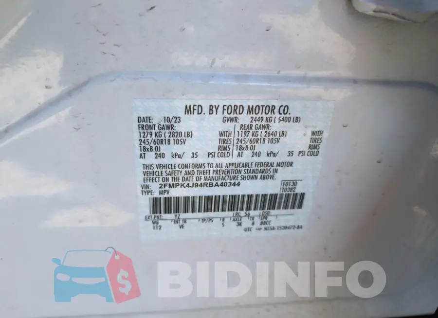 2FMPK4J94RBA40344 Photo# 12