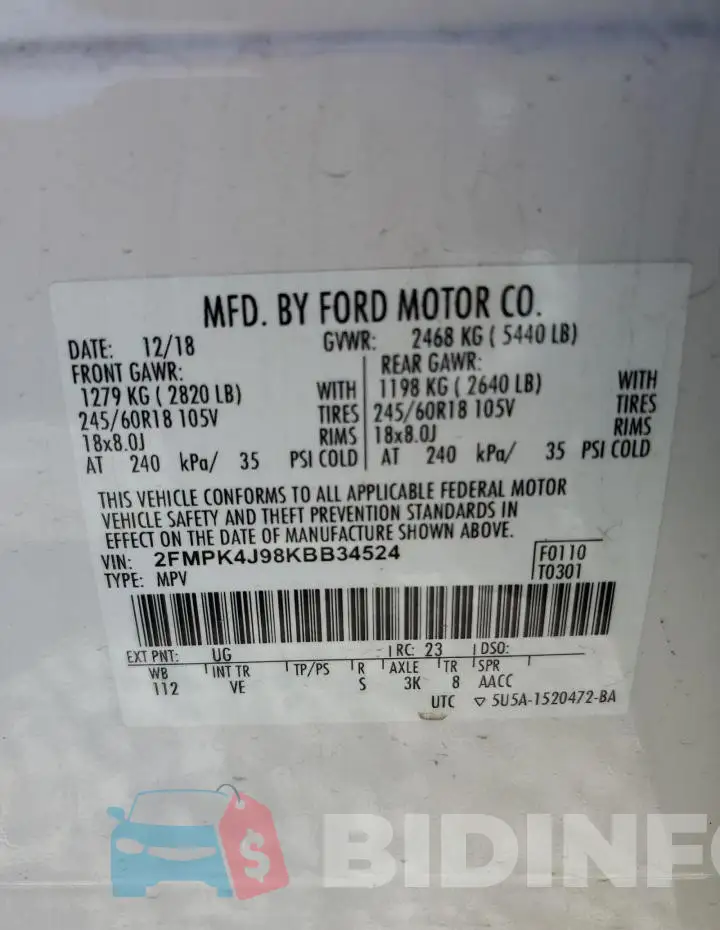 2FMPK4J98KBB34524 Photo# 13
