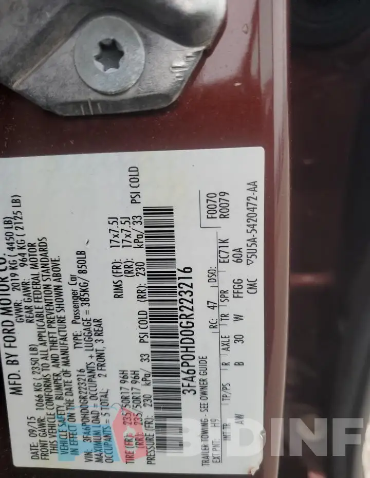 3FA6P0HD0GR223216 Photo# 12