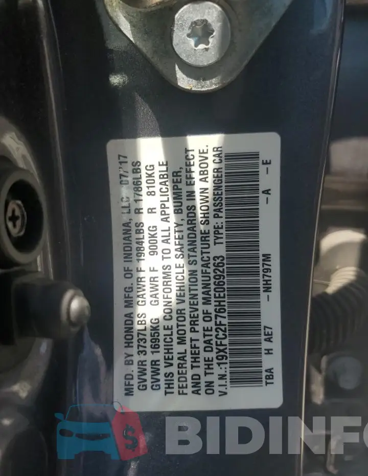 19XFC2F76HE069263 Photo# 13