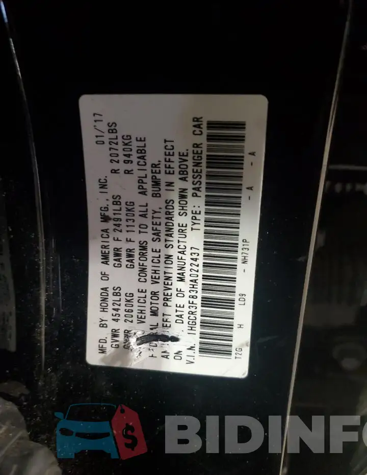 1HGCR3F83HA022437 Photo# 12