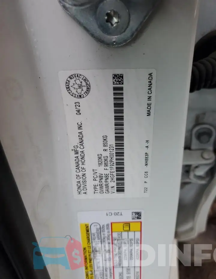 2HGFE1F92PH001231 Photo# 12
