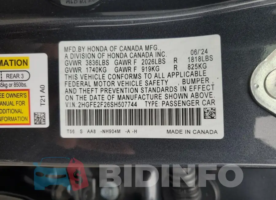 2HGFE2F26SH507744 Photo# 12