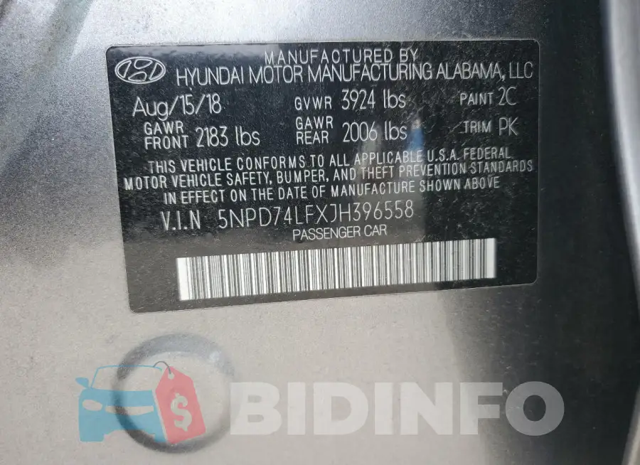 5NPD74LFXJH396558 Photo# 12