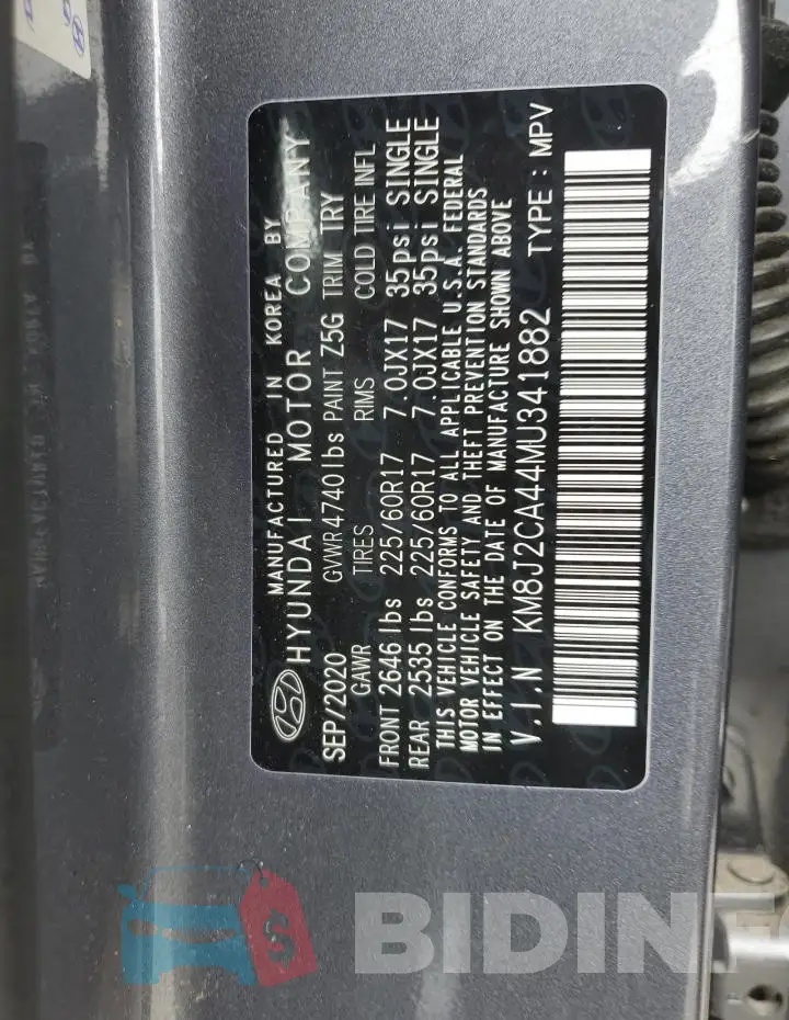 KM8J2CA44MU341882 Photo# 14