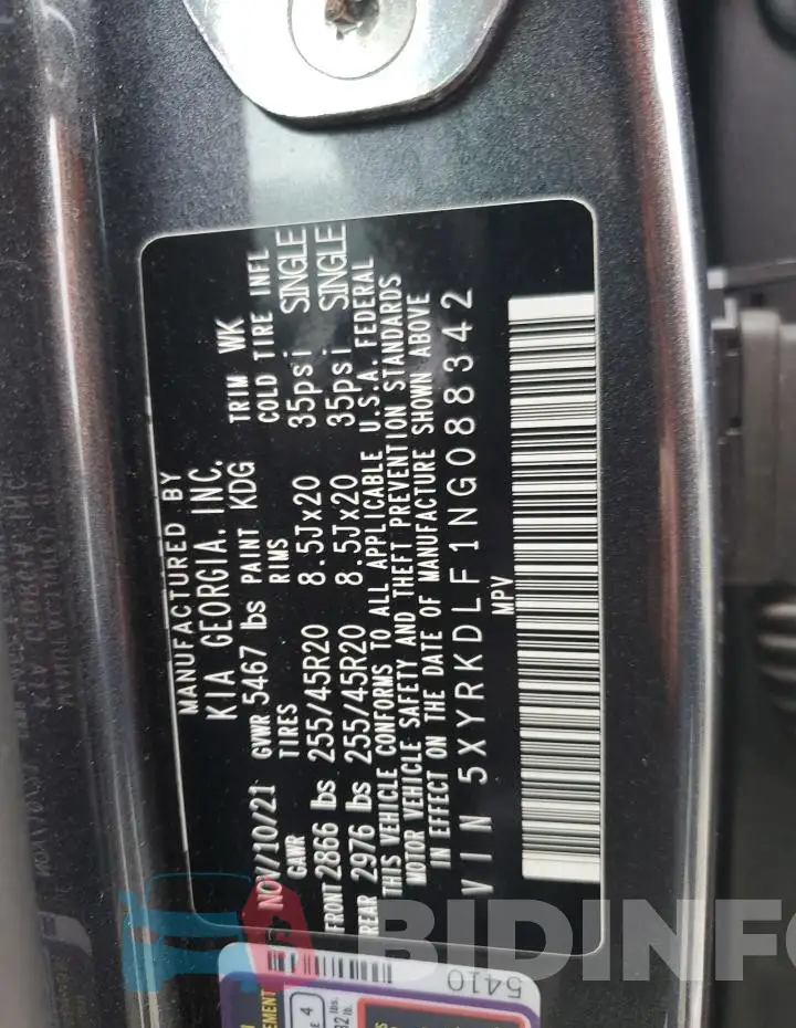 5XYRKDLF1NG088342 Photo# 14