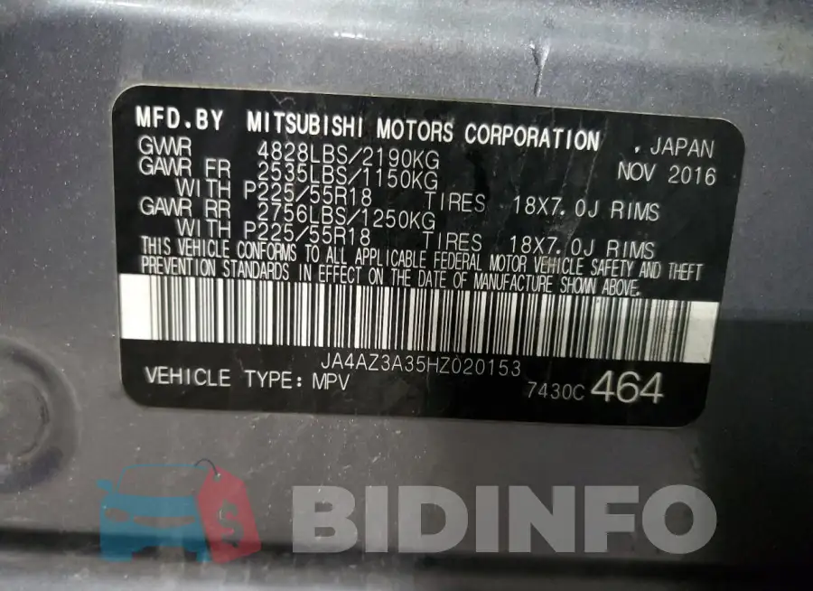 JA4AZ3A35HZ020153 Photo# 14