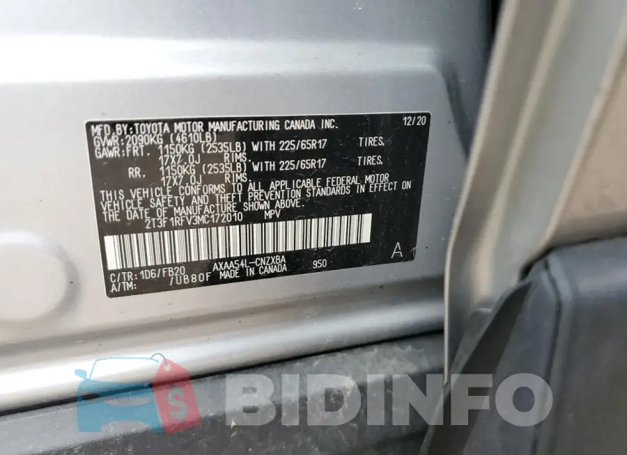 2T3F1RFV3MC172010 Photo# 13