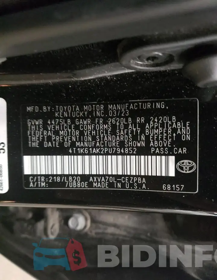4T1K61AK2PU794852 Photo# 12