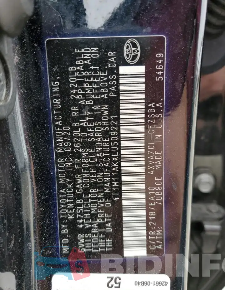 4T1M11AKXLU509221 Photo# 12