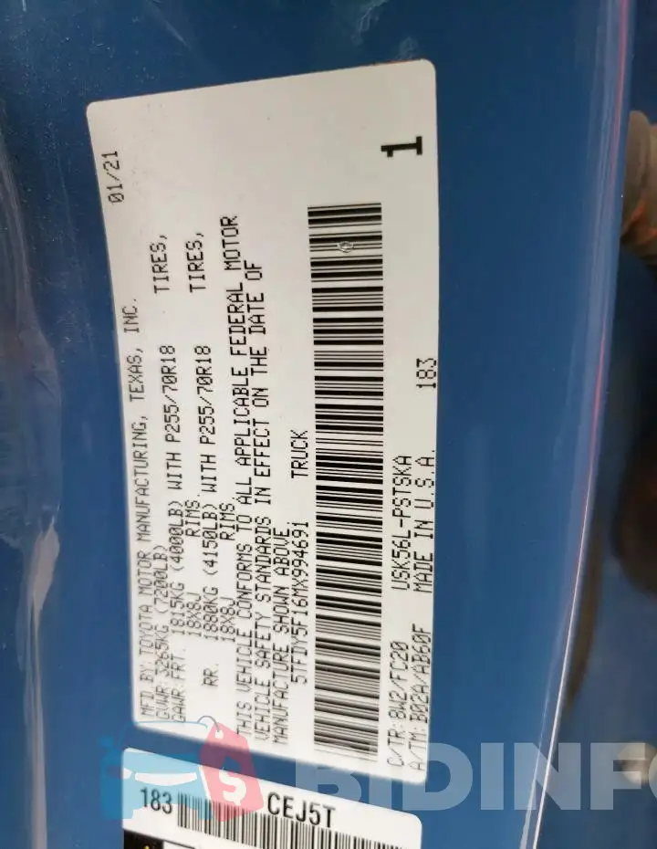 5TFDY5F16MX994691 Photo# 12
