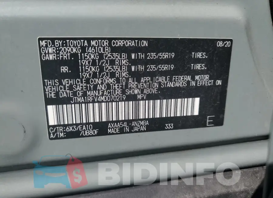 JTMA1RFV4MD070219 Photo# 13
