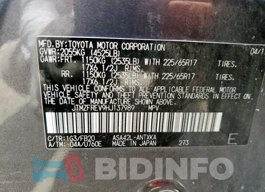 JTMZFREV9HJ137989 Photo# 13