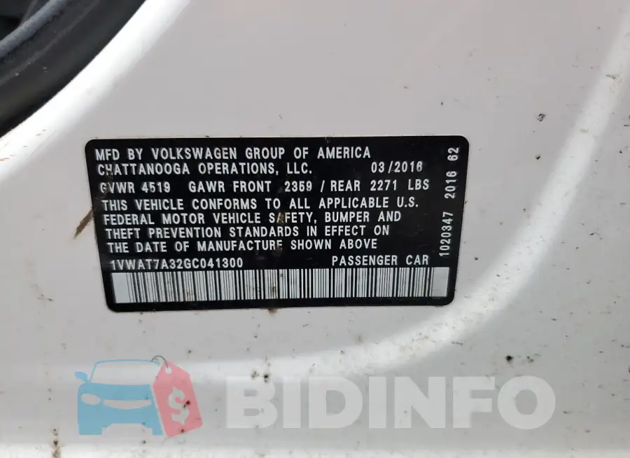 1VWAT7A32GC041300 Photo# 12