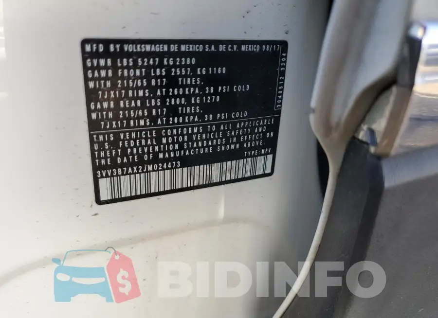 3VV3B7AX2JM024473 Photo# 13
