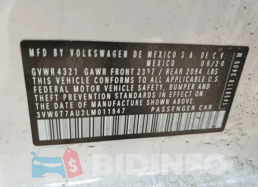 3VW6T7AU2LM011947 Photo# 12