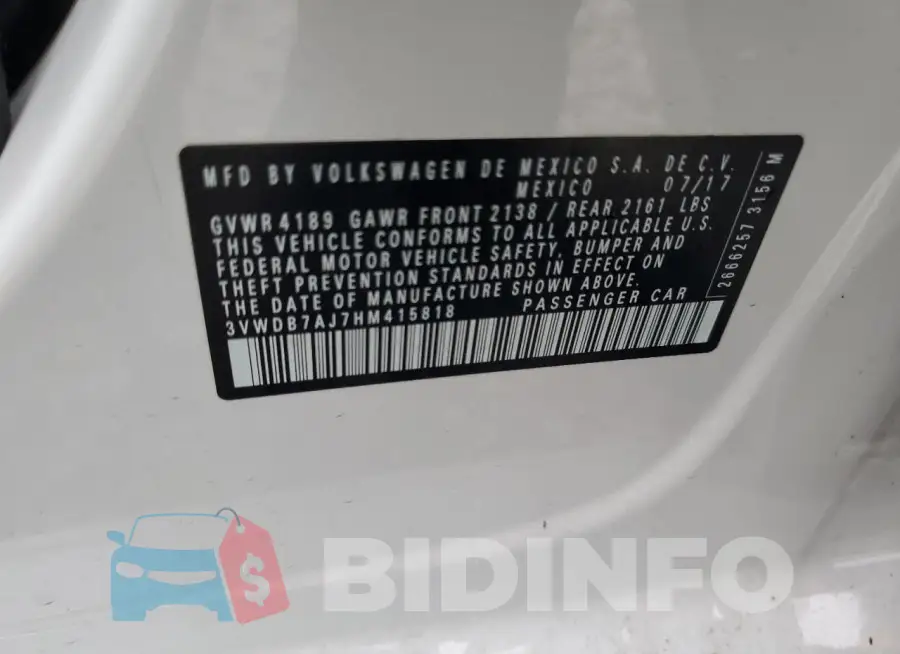 3VWDB7AJ7HM415818 Photo# 13