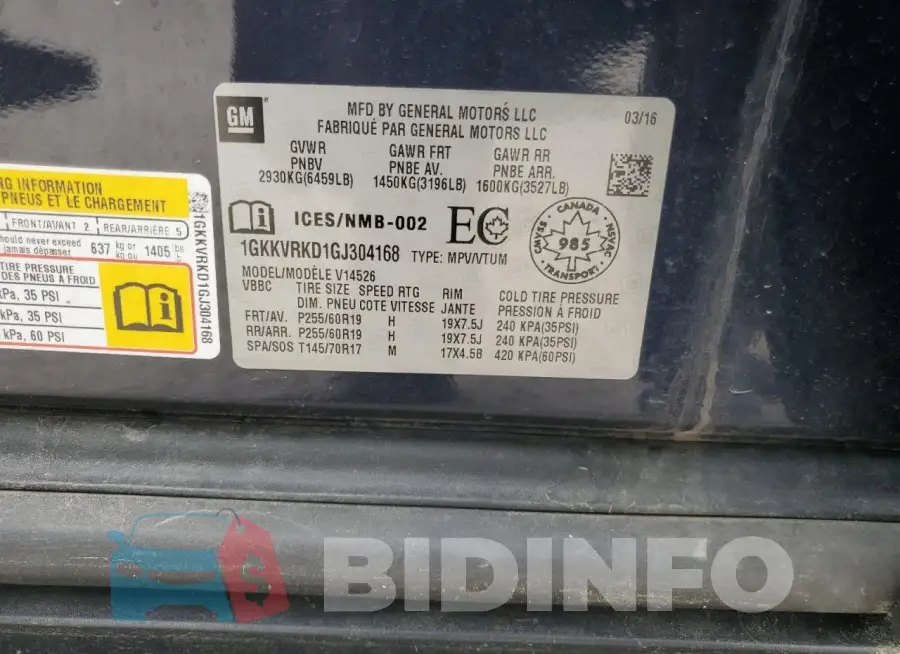 1GKKVRKD1GJ304168 Photo# 13