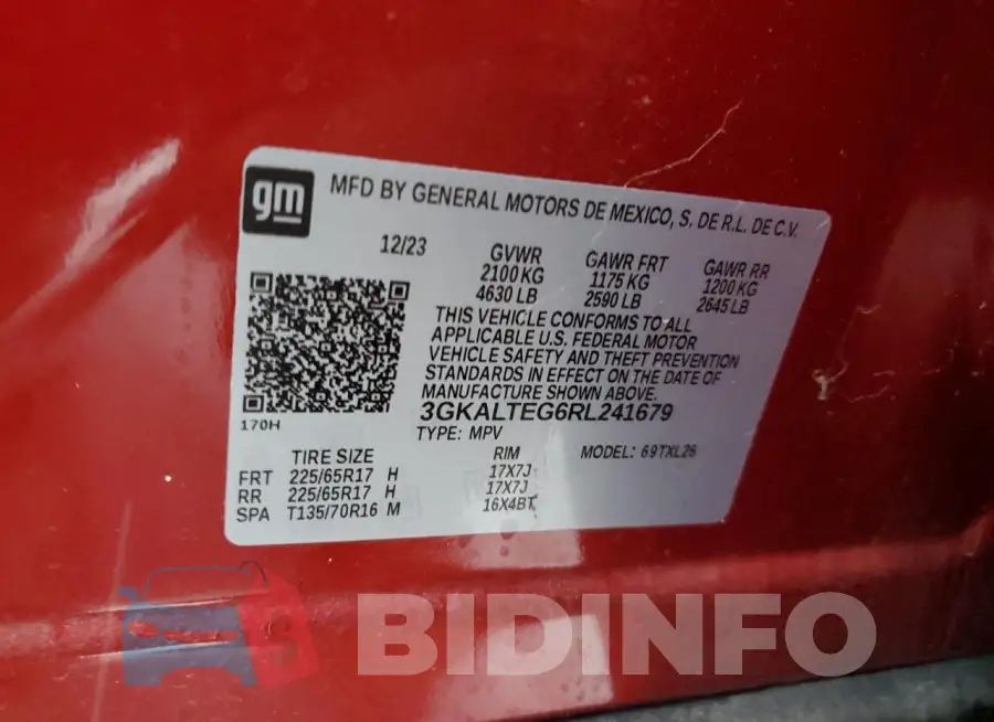 3GKALTEG6RL241679 Photo# 13
