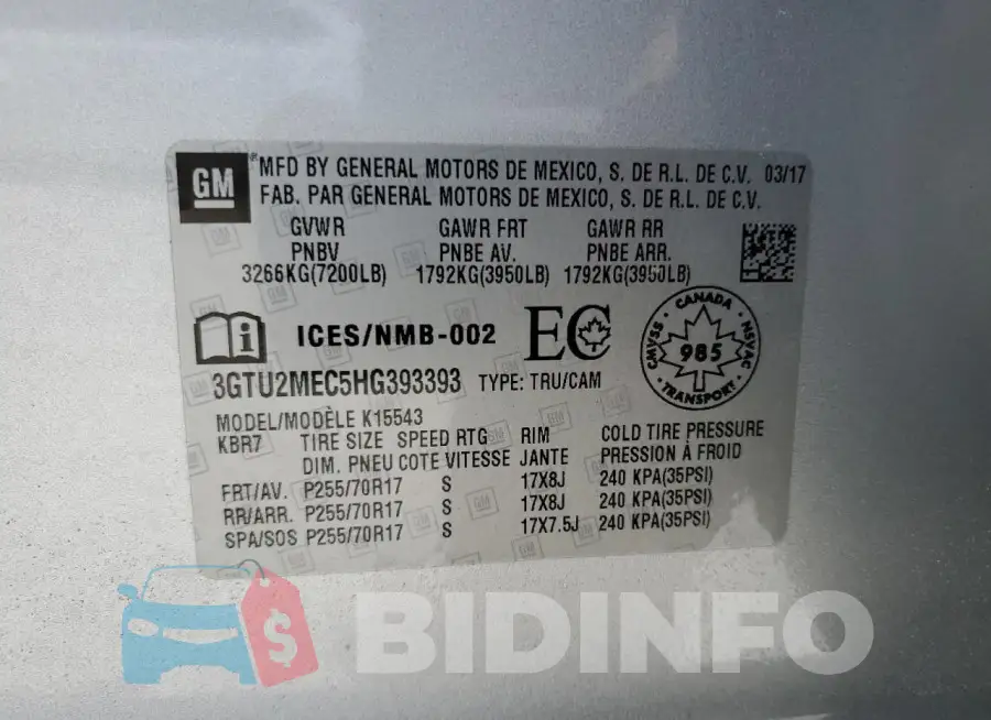 3GTU2MEC5HG393393 Photo# 12