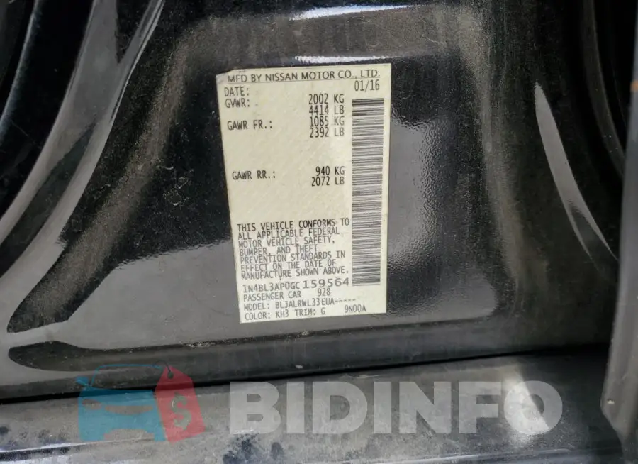 1N4BL3AP0GC159564 Photo# 13