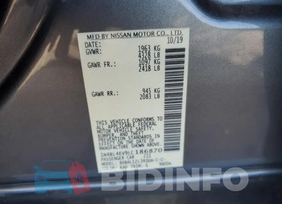 1N4BL4EV9LC186870 Photo# 12