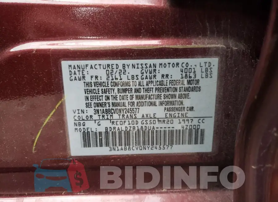 3N1AB8CV0NY245577 Photo# 12