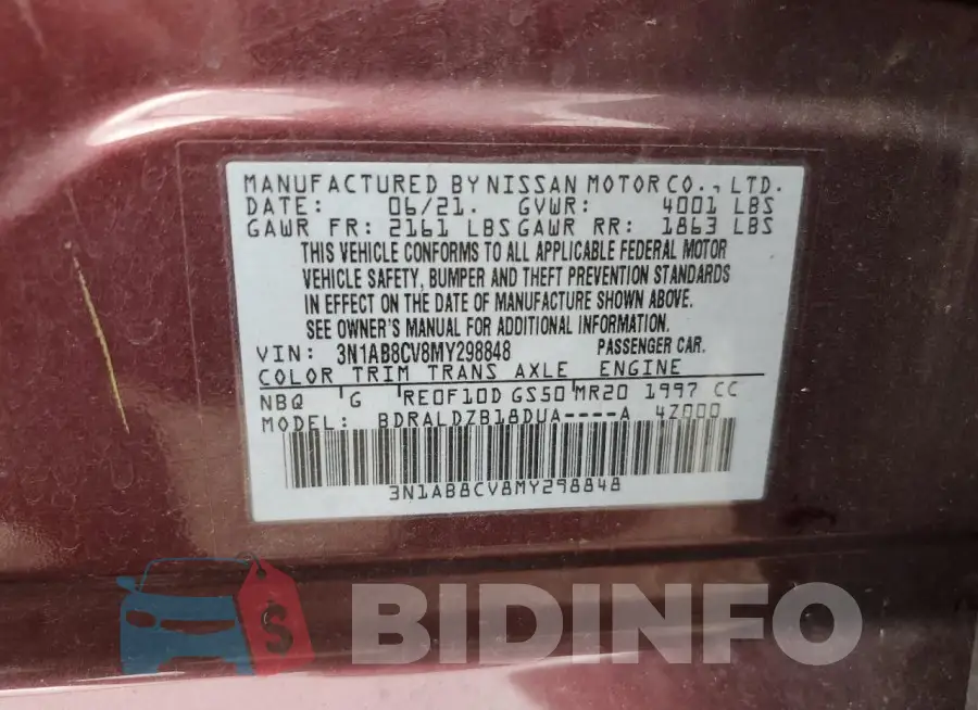 3N1AB8CV8MY298848 Photo# 12