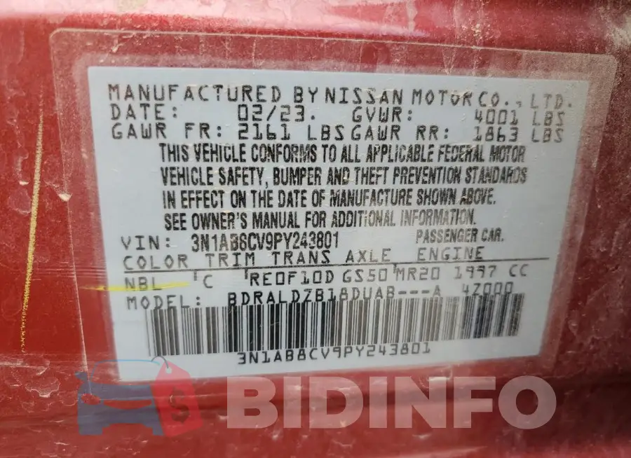 3N1AB8CV9PY243801 Photo# 12
