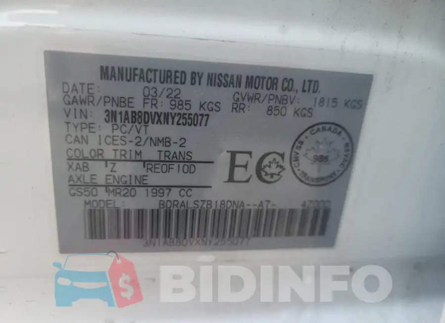3N1AB8DVXNY255077 Photo# 12