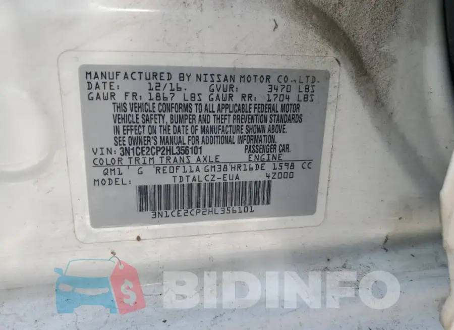 3N1CE2CP2HL356101 Photo# 12